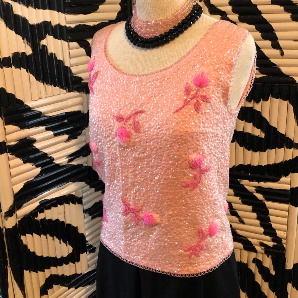 Vintage Pink Sequin Vest Top